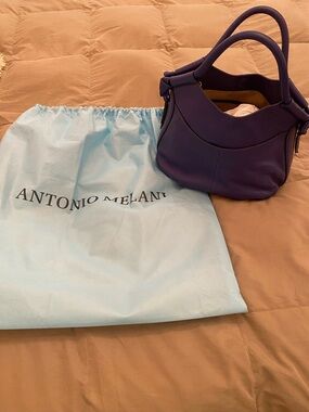 ANTONIO MELANI Deep Purple Leather Shoulder Bag